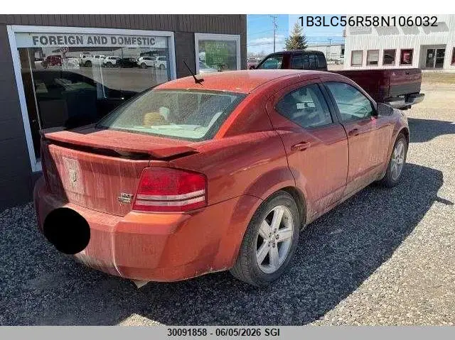 2008 Dodge Avenger Sxt VIN: 1B3LC56R58N106032 Lot: 30091858