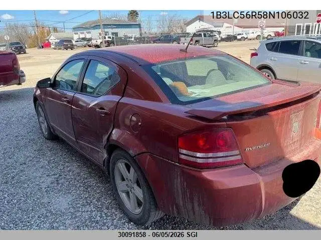 2008 Dodge Avenger Sxt VIN: 1B3LC56R58N106032 Lot: 30091858
