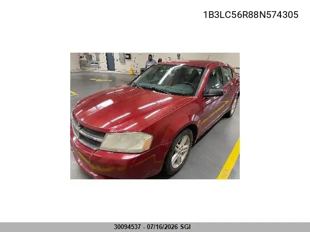 2008 Dodge Avenger Sxt VIN: 1B3LC56R88N574305 Lot: 30094537