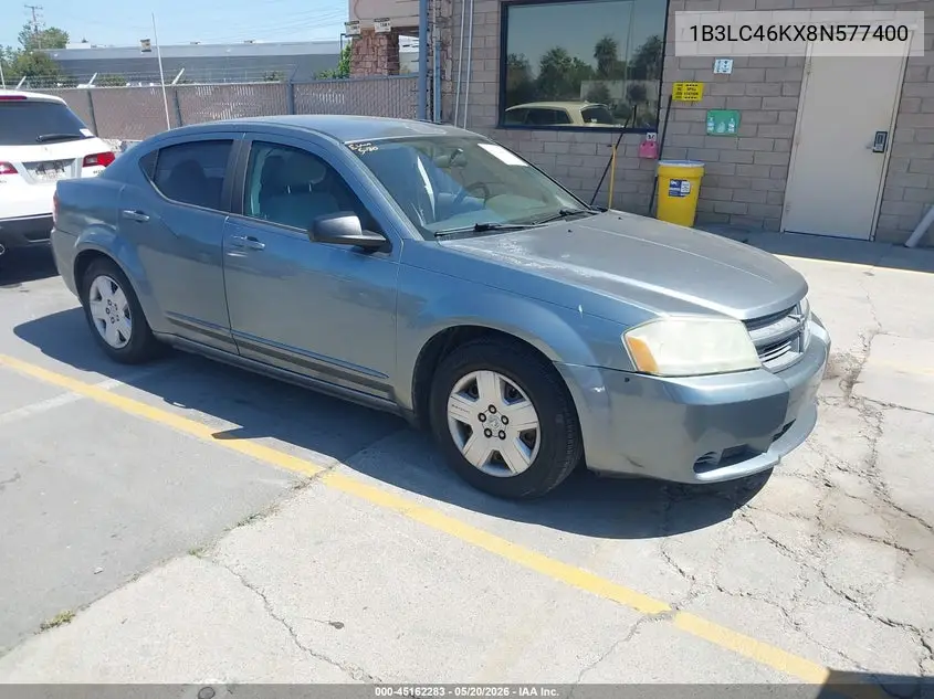 2008 Dodge Avenger Se VIN: 1B3LC46KX8N577400 Lot: 45162283