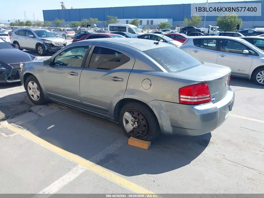 2008 Dodge Avenger Se VIN: 1B3LC46KX8N577400 Lot: 45162283