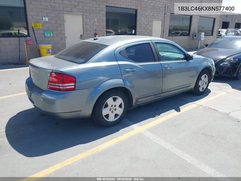 2008 Dodge Avenger Se VIN: 1B3LC46KX8N577400 Lot: 45162283