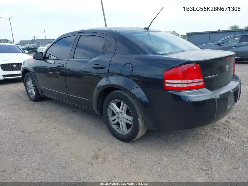 2008 Dodge Avenger Sxt VIN: 1B3LC56K28N671308 Lot: 45212831