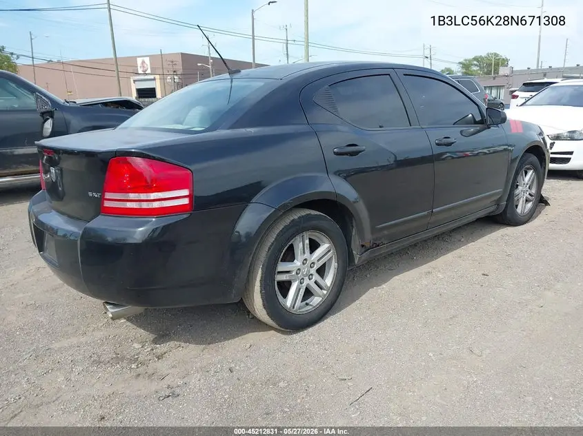 2008 Dodge Avenger Sxt VIN: 1B3LC56K28N671308 Lot: 45212831