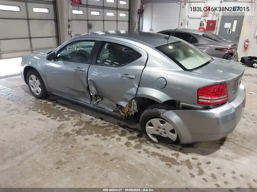 2008 Dodge Avenger Se VIN: 1B3LC46K38N287015 Lot: 45334121
