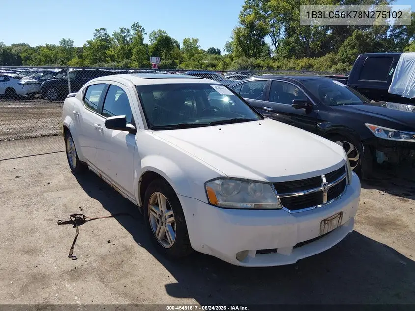 2008 Dodge Avenger Sxt VIN: 1B3LC56K78N275102 Lot: 45451617