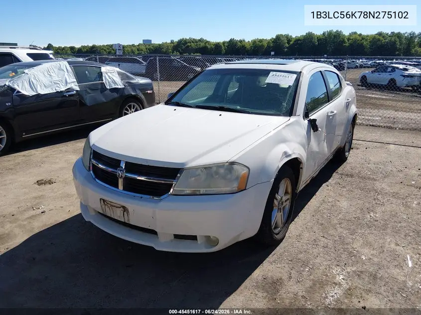 2008 Dodge Avenger Sxt VIN: 1B3LC56K78N275102 Lot: 45451617