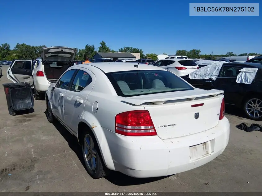 2008 Dodge Avenger Sxt VIN: 1B3LC56K78N275102 Lot: 45451617