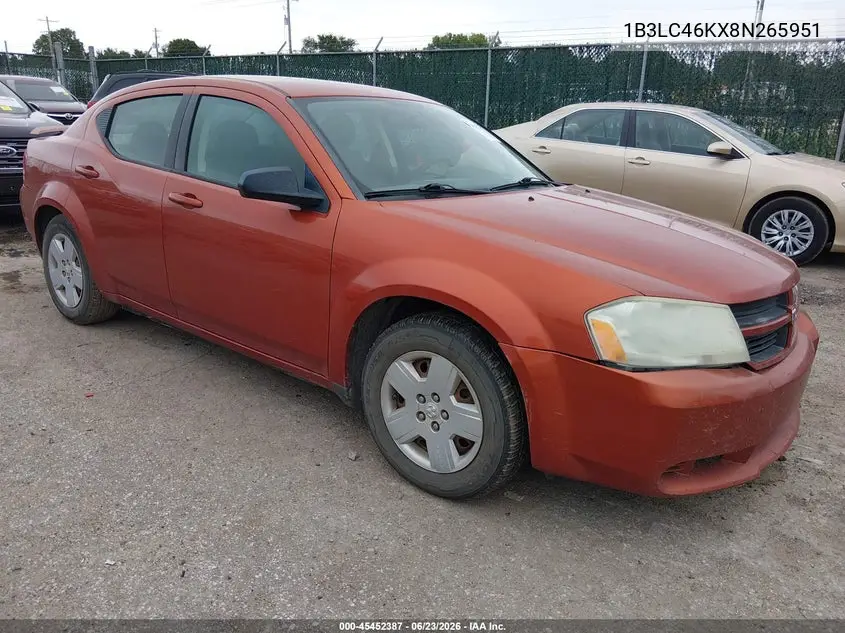 2008 Dodge Avenger Se VIN: 1B3LC46KX8N265951 Lot: 45452387