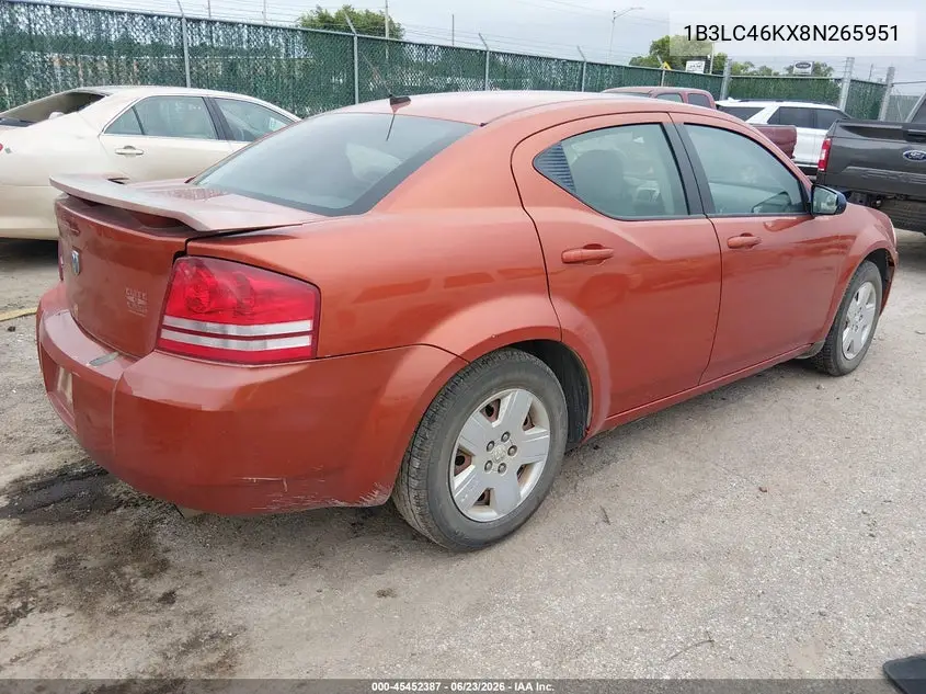 2008 Dodge Avenger Se VIN: 1B3LC46KX8N265951 Lot: 45452387