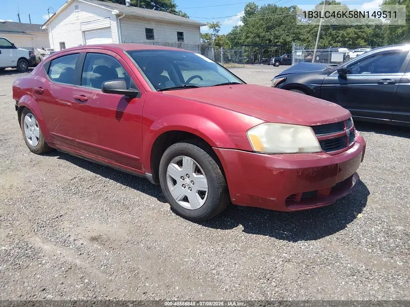 2008 Dodge Avenger Se VIN: 1B3LC46K58N149511 Lot: 45566848