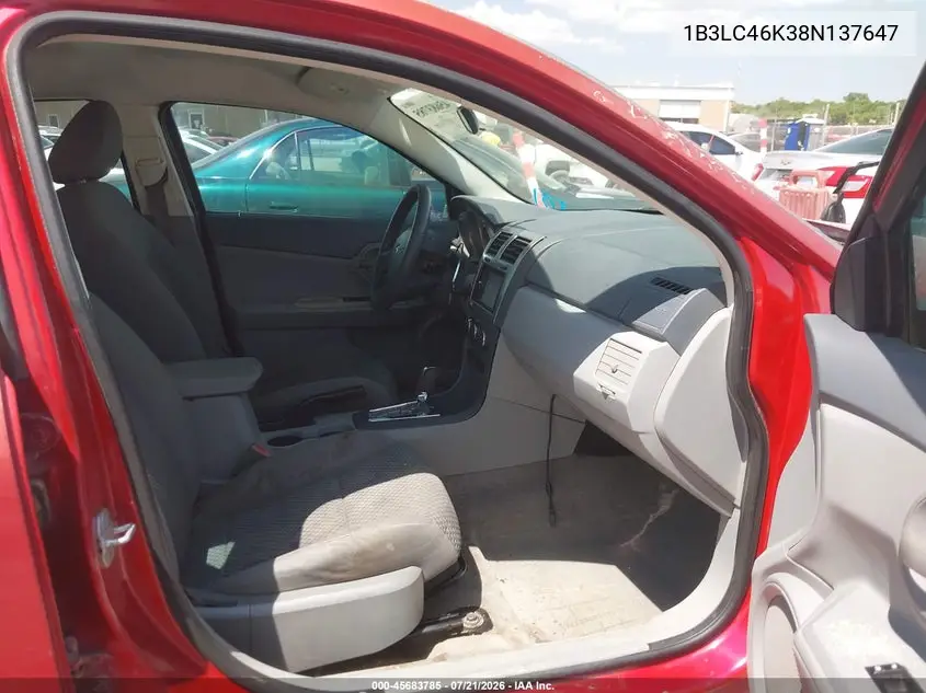 2008 Dodge Avenger Se VIN: 1B3LC46K38N137647 Lot: 45683785