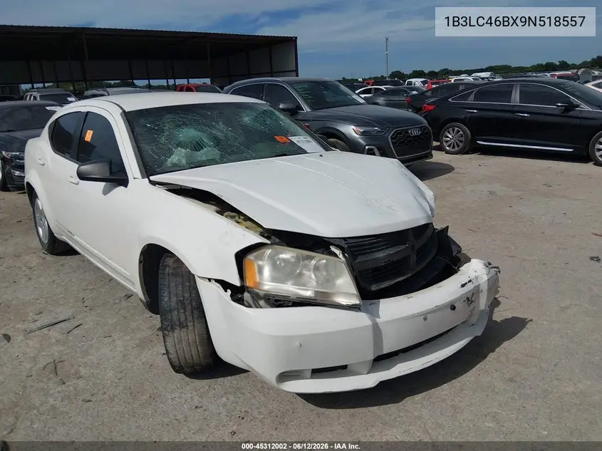 2009 Dodge Avenger Se/Sxt VIN: 1B3LC46BX9N518557 Lot: 45312002