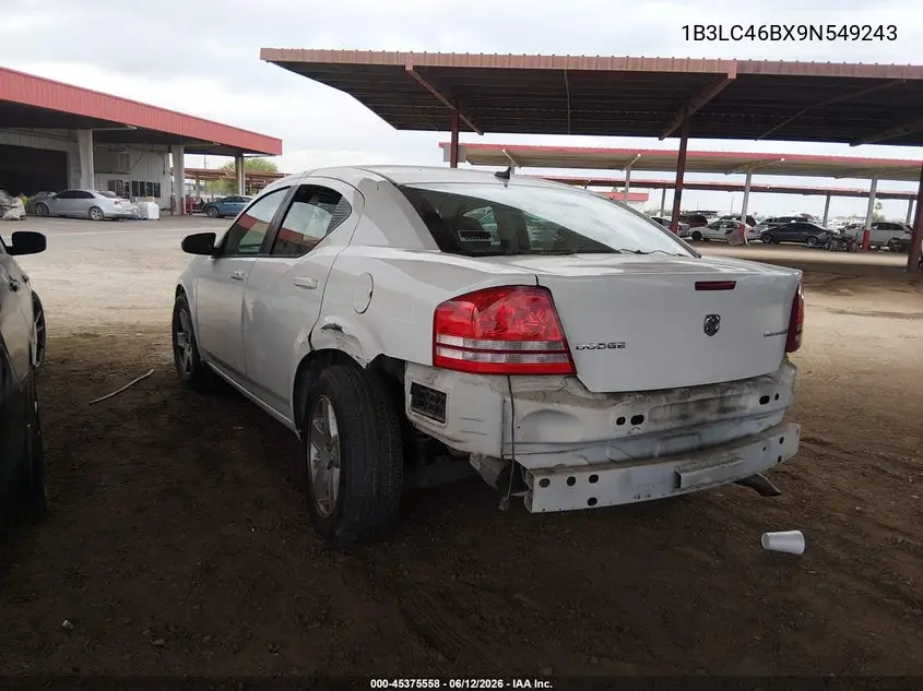 2009 Dodge Avenger Se/Sxt VIN: 1B3LC46BX9N549243 Lot: 45375558
