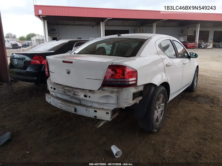 2009 Dodge Avenger Se/Sxt VIN: 1B3LC46BX9N549243 Lot: 45375558