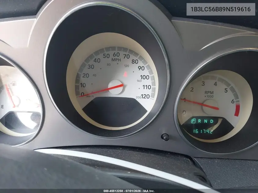 2009 Dodge Avenger R/T VIN: 1B3LC56B89N519616 Lot: 45512258