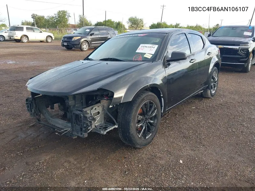 2010 Dodge Avenger Sxt VIN: 1B3CC4FB6AN106107 Lot: 44961094