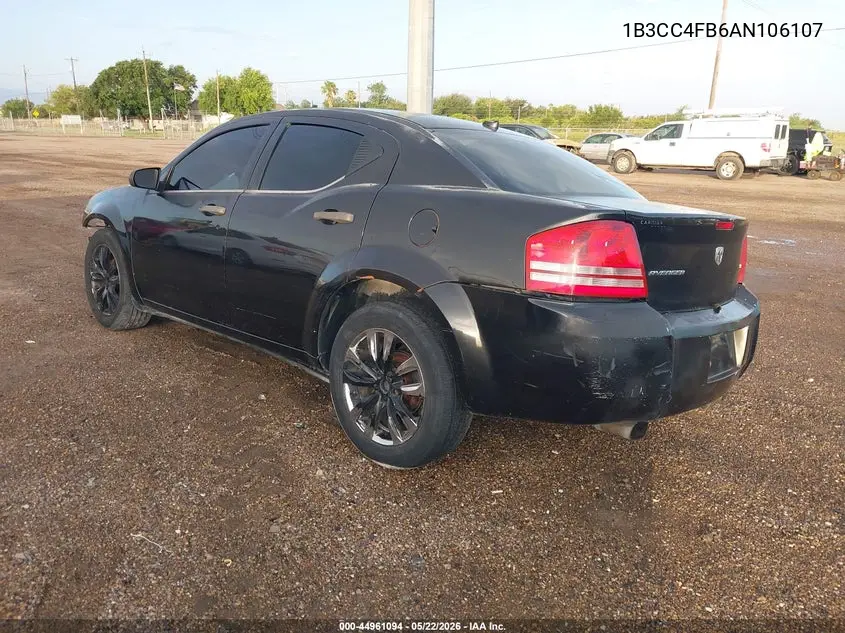 2010 Dodge Avenger Sxt VIN: 1B3CC4FB6AN106107 Lot: 44961094