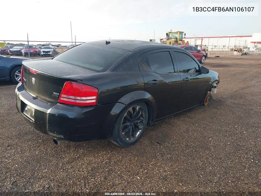 2010 Dodge Avenger Sxt VIN: 1B3CC4FB6AN106107 Lot: 44961094