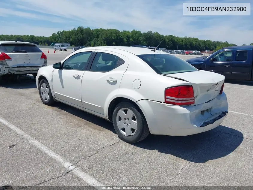 2010 Dodge Avenger Sxt VIN: 1B3CC4FB9AN232980 Lot: 45279656