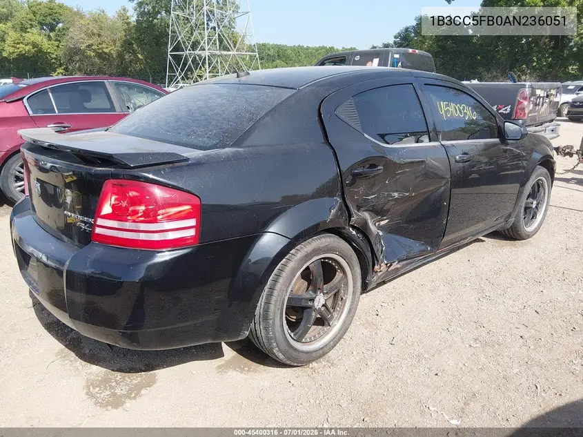 2010 Dodge Avenger R/T VIN: 1B3CC5FB0AN236051 Lot: 45400316
