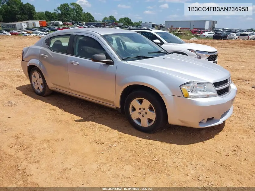 2010 Dodge Avenger Sxt VIN: 1B3CC4FB3AN236958 Lot: 45515152