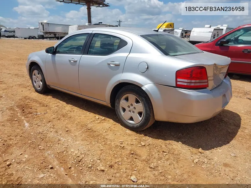 2010 Dodge Avenger Sxt VIN: 1B3CC4FB3AN236958 Lot: 45515152