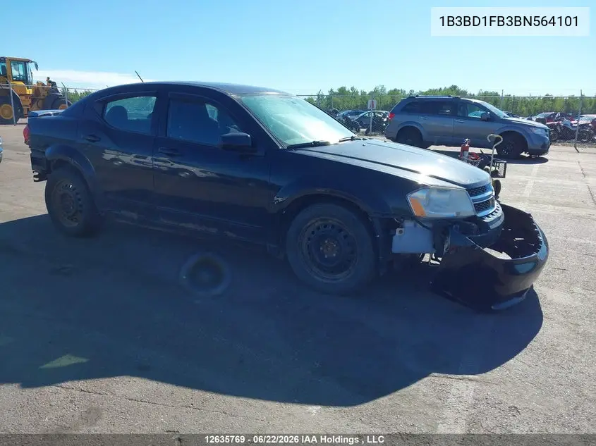 2011 Dodge Avenger Mainstreet VIN: 1B3BD1FB3BN564101 Lot: 12635769