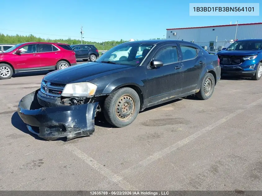 2011 Dodge Avenger Mainstreet VIN: 1B3BD1FB3BN564101 Lot: 12635769