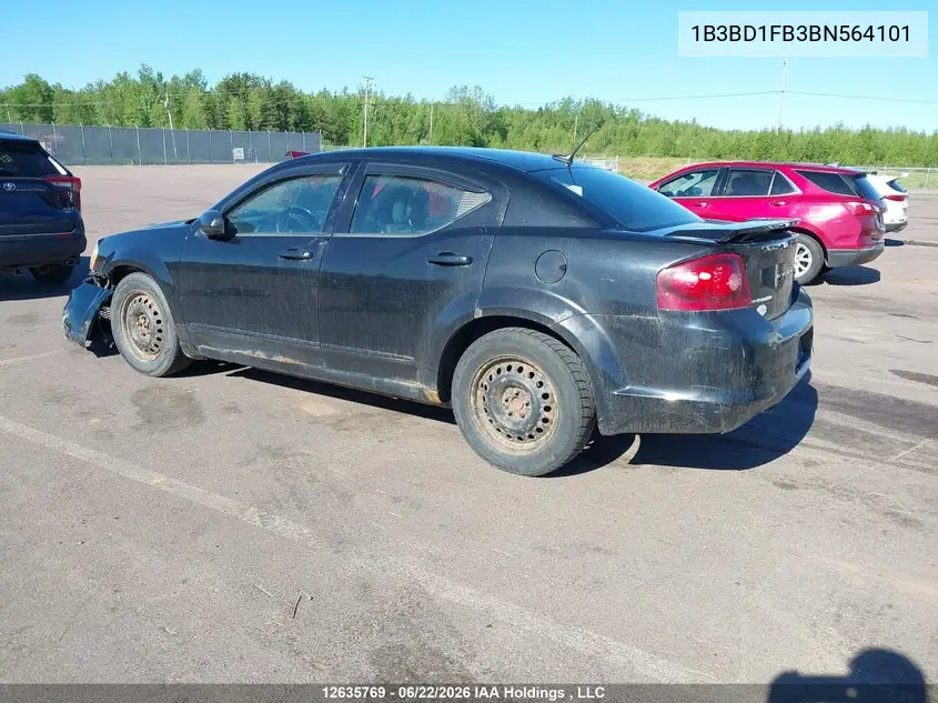 2011 Dodge Avenger Mainstreet VIN: 1B3BD1FB3BN564101 Lot: 12635769