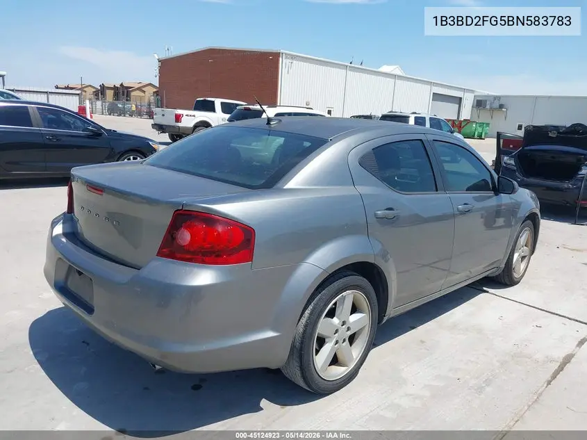 2011 Dodge Avenger Lux VIN: 1B3BD2FG5BN583783 Lot: 45124923