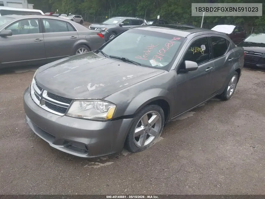 2011 Dodge Avenger Lux VIN: 1B3BD2FGXBN591023 Lot: 45140081
