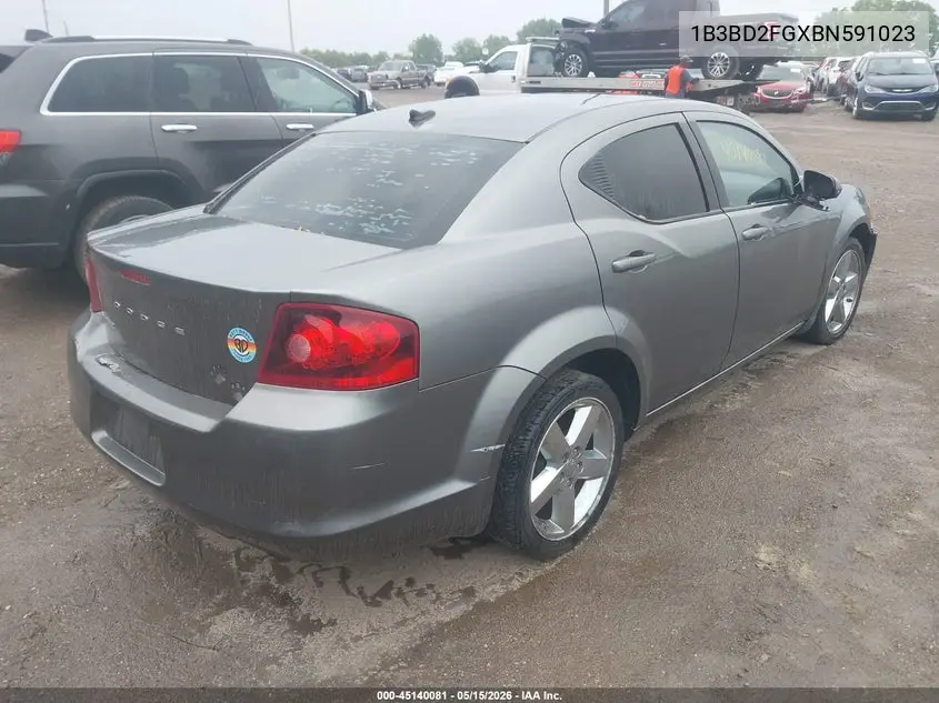 2011 Dodge Avenger Lux VIN: 1B3BD2FGXBN591023 Lot: 45140081
