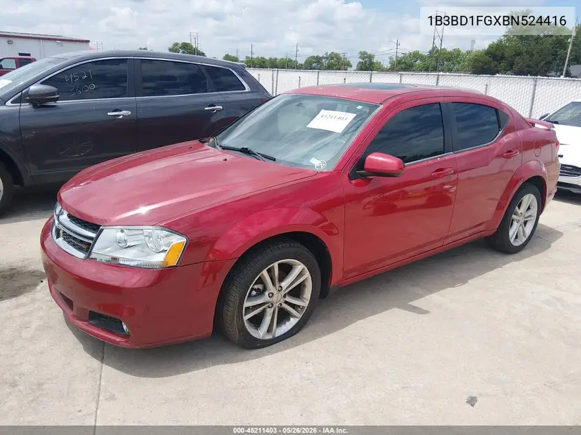 2011 Dodge Avenger Mainstreet VIN: 1B3BD1FGXBN524416 Lot: 45211403