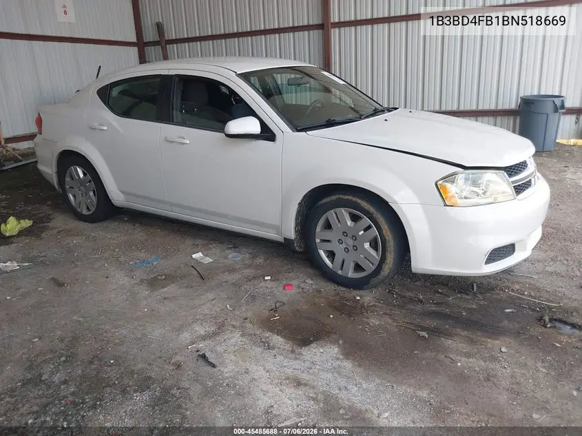 2011 Dodge Avenger Express VIN: 1B3BD4FB1BN518669 Lot: 45485688