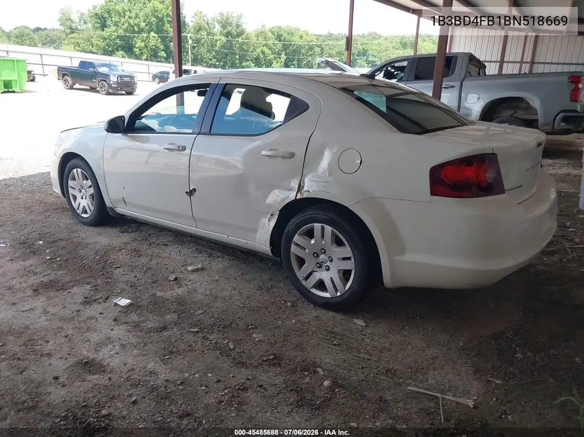 2011 Dodge Avenger Express VIN: 1B3BD4FB1BN518669 Lot: 45485688