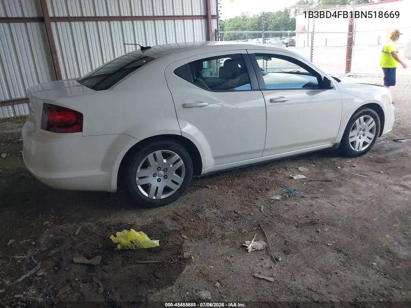 2011 Dodge Avenger Express VIN: 1B3BD4FB1BN518669 Lot: 45485688