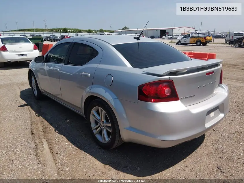 2011 Dodge Avenger Mainstreet VIN: 1B3BD1FG9BN519689 Lot: 45501245
