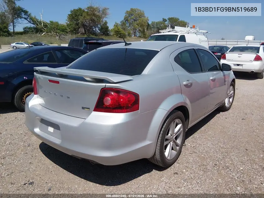2011 Dodge Avenger Mainstreet VIN: 1B3BD1FG9BN519689 Lot: 45501245