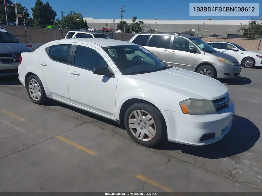 2011 Dodge Avenger Express VIN: 1B3BD4FB6BN608612 Lot: 45650883