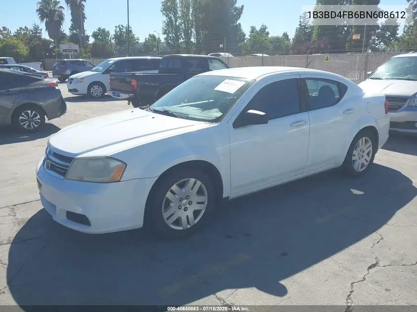 2011 Dodge Avenger Express VIN: 1B3BD4FB6BN608612 Lot: 45650883