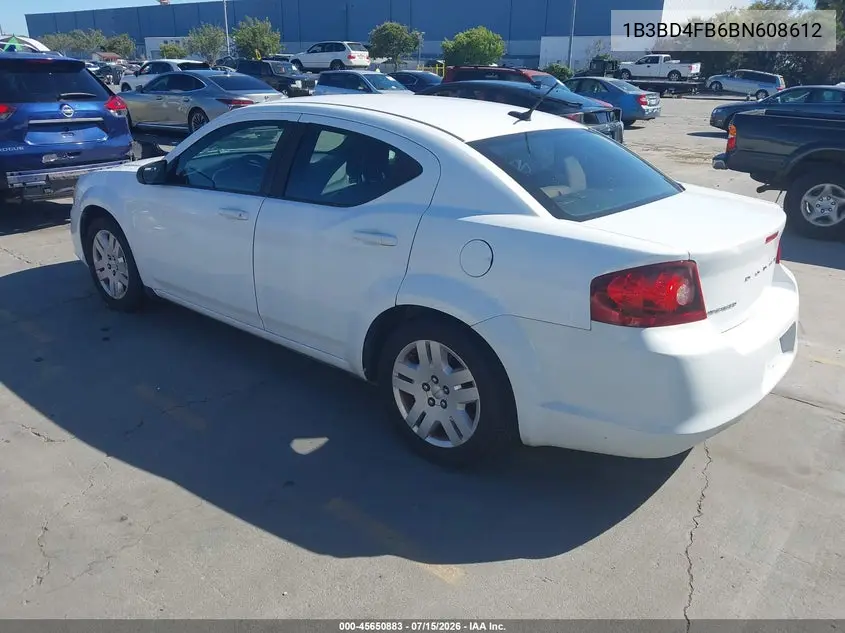 2011 Dodge Avenger Express VIN: 1B3BD4FB6BN608612 Lot: 45650883