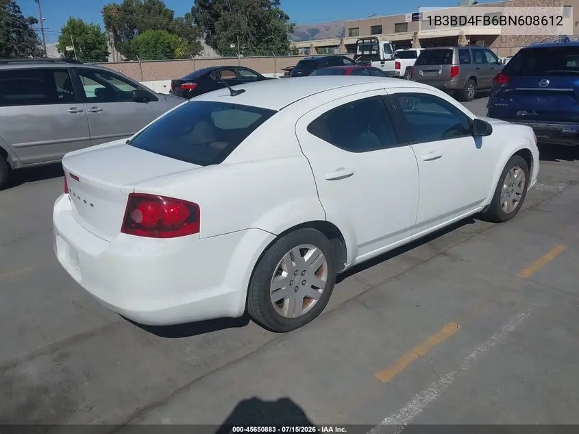 2011 Dodge Avenger Express VIN: 1B3BD4FB6BN608612 Lot: 45650883