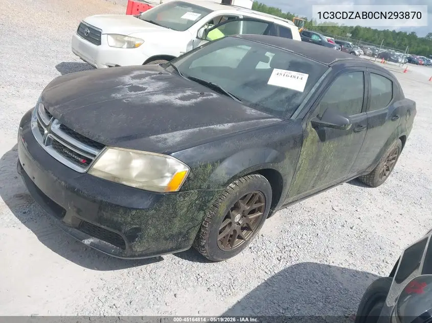 2012 Dodge Avenger Se VIN: 1C3CDZAB0CN293870 Lot: 45164814