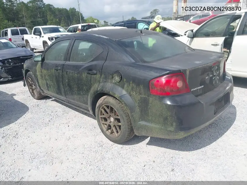 2012 Dodge Avenger Se VIN: 1C3CDZAB0CN293870 Lot: 45164814