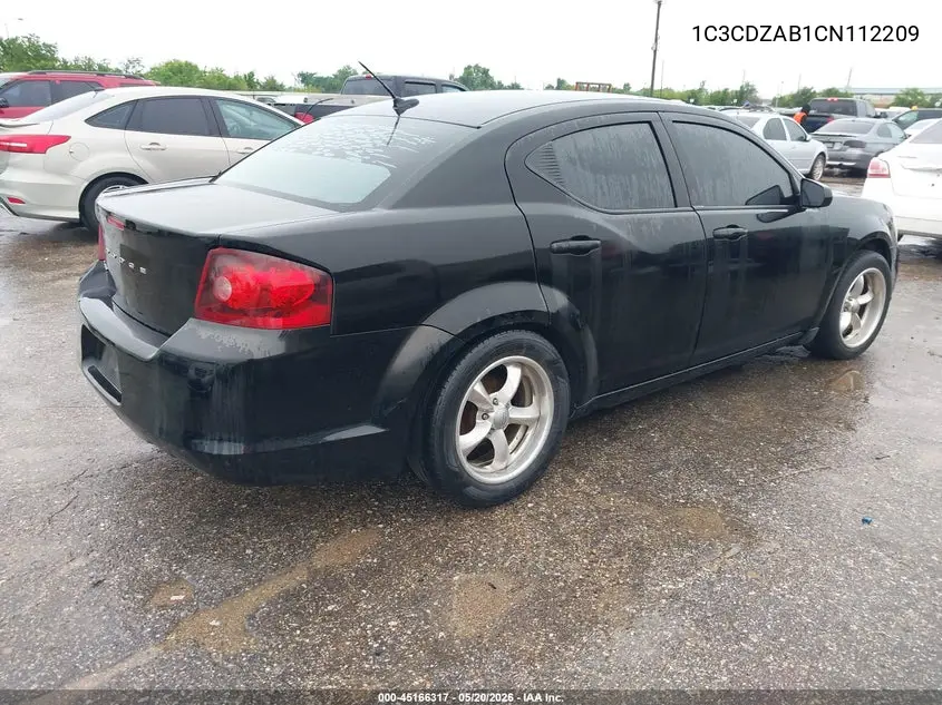 2012 Dodge Avenger Se VIN: 1C3CDZAB1CN112209 Lot: 45166317