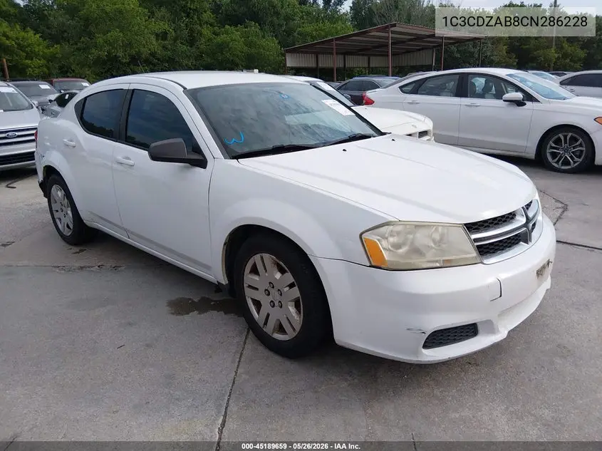2012 Dodge Avenger Se VIN: 1C3CDZAB8CN286228 Lot: 45189659