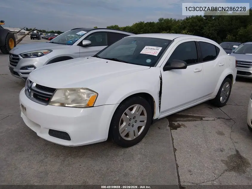 2012 Dodge Avenger Se VIN: 1C3CDZAB8CN286228 Lot: 45189659