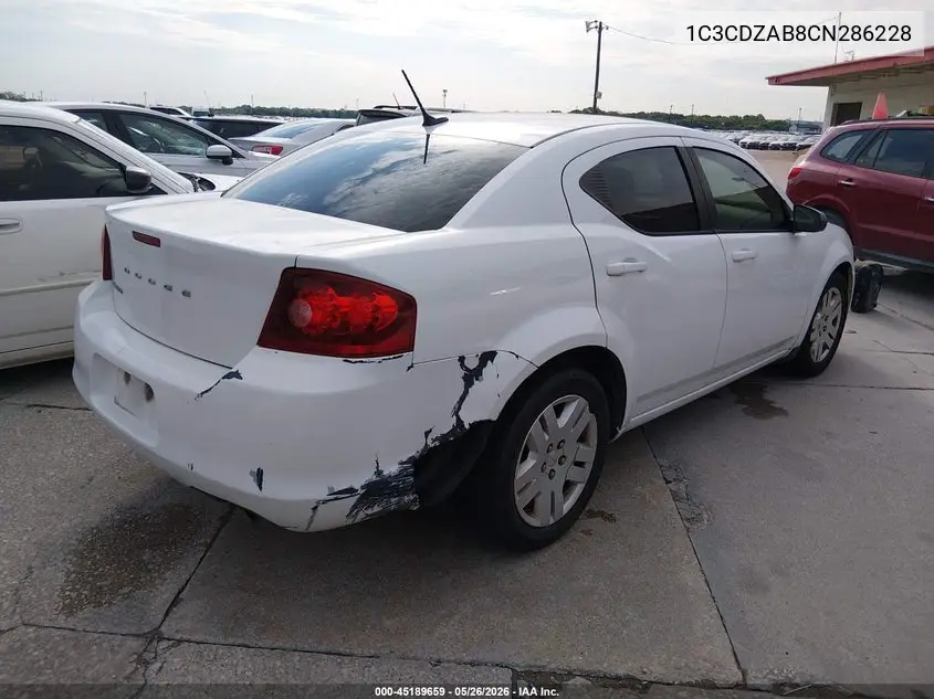 2012 Dodge Avenger Se VIN: 1C3CDZAB8CN286228 Lot: 45189659
