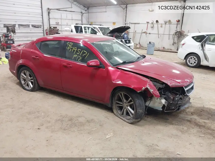 2012 Dodge Avenger Sxt Plus VIN: 1C3CDZEG6CN142425 Lot: 45195171